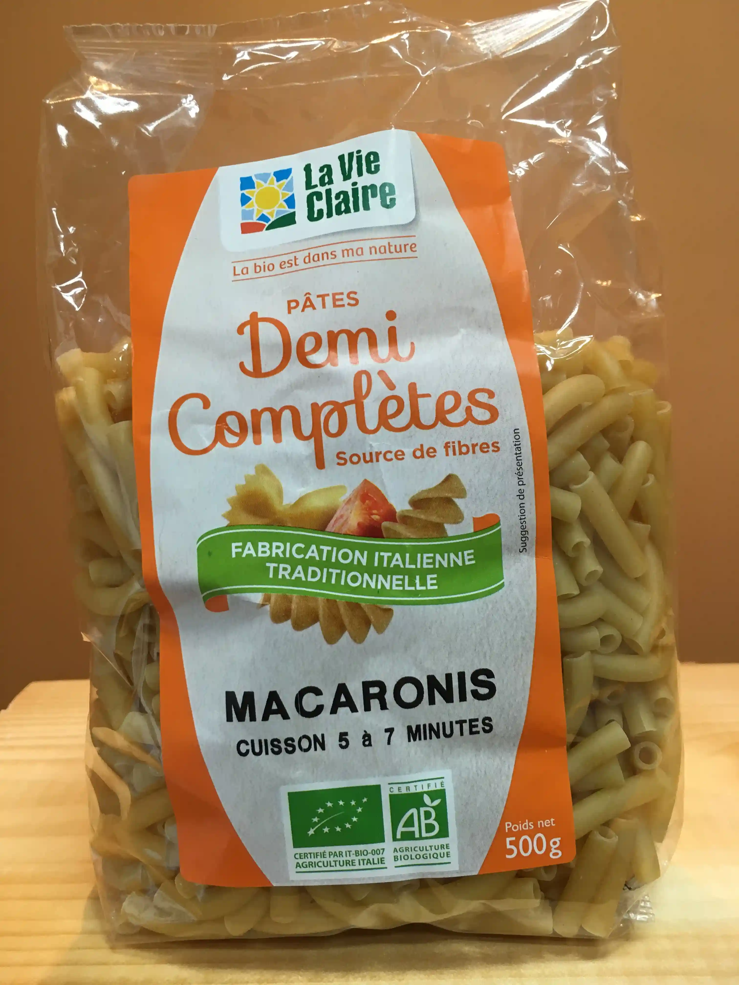 Wholemeal macaroni 500g - La Vie Claire